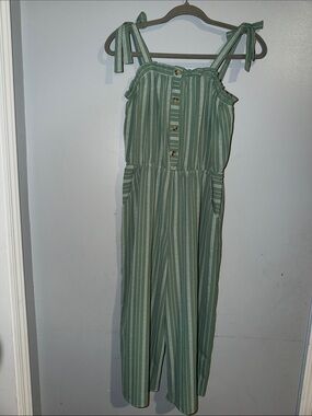 Mint & White Striped Romper